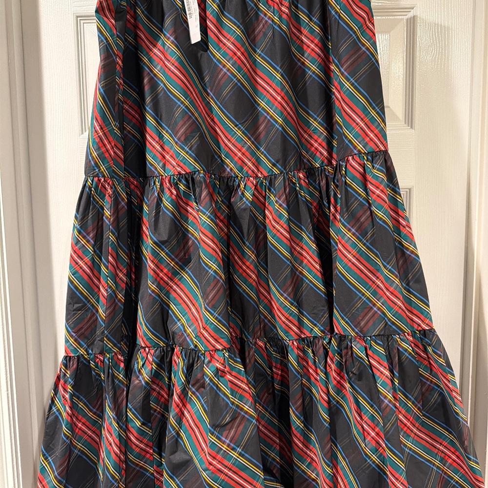 J.Crew taffeta Stewart Plaid tiered skirt